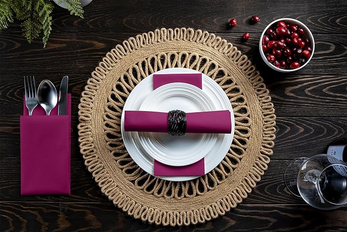 Linen-Feel Purple Paper Napkins - Decorative Cloth-Like Disposable Dinner Napkins - Soft And Absorbent. For Kitchen, Party, Wedding, Bathroom Or Any Occasion. (Pack of 100)