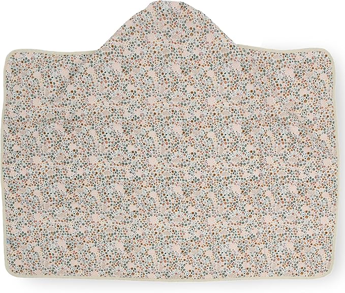 Little Unicorn Premium Hooded Bath Towel| Absorbent Cotton & Terry Blend | Larger Size, 1-6 Years (Pressed Petals)