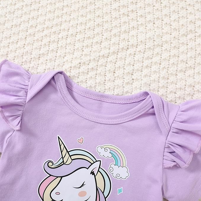 DISAUR Baby Girls Clothes Newborn Infant Baby Girls Outfit Long Sleeve Ruffle Romper Floral Pants Headband Sets 0-18 Months