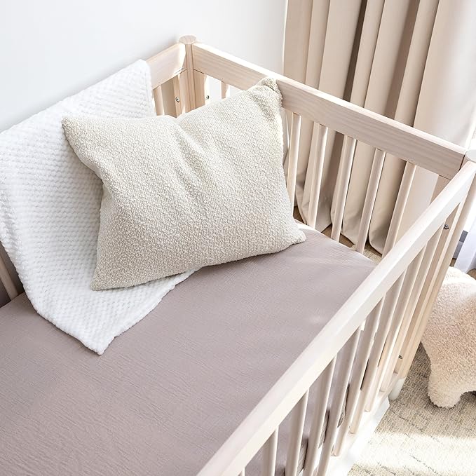Muslin Crib Sheets, 100% Organic Cotton, Breathable and Ultra-Soft, Standard Crib Sheet Mattress (28"x 52") for Girls and Boys, Neutral Fitted Baby Crib Sheet (Elephant Gray)