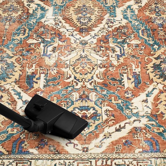 Keen Home Design 5x7 Rug - Machine Washable Area Rug with Non-Slip Backing, Ideal for Living Room, Dining Room, Bedroom - Vintage, Easy Clean, Durable, Low Pile Rug - (5' x 7')