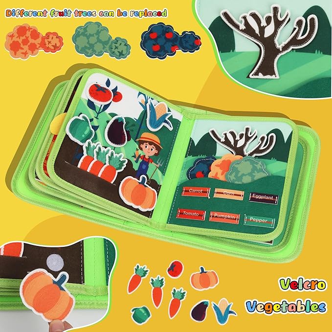 Busy Book for Toddlers Montessori Toys- Busy Board for 1-3 Year Boy Gifts Girl Toys Educational Learning Quiet Activity Books Toddler Airplane Travel Toy for 1 Year Old Birthday