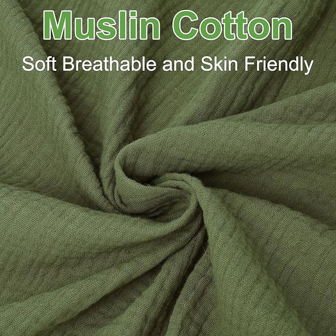 Muslin Changing Pad Cover for Baby Girls Boys-2 Pack 17"x 33" Cotton Soft Diaper Changing Pad Cover-Breathable Changing Pad Sheets-Neutral Boho Baby Showers Gift-Olive Green & Beige