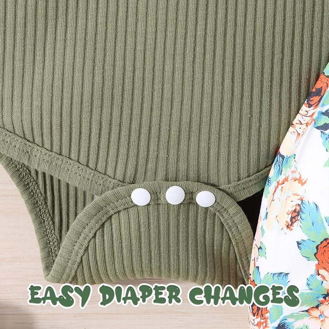 Baby Girl Clothes Newborn Infant Outfits Ruffle Romper+ Floral Pants + Cute Headband Sets for Girls
