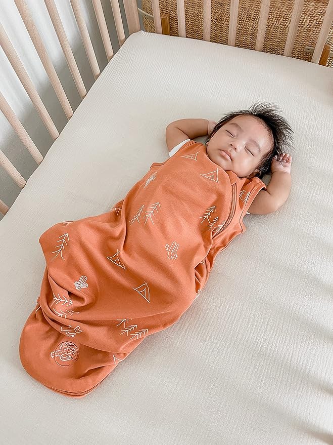 Ecolino Organic Cotton Baby Sleep Sack - 2-Way Zipper Baby Wearable Blanket - Infant Sleeping Bag Sack - 6-18 Months - Desert