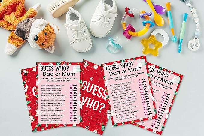 Baby Shower Game Cards, Find Who Dad or Mom Game, Christmas Party Games, Set of 30 (Chris007)