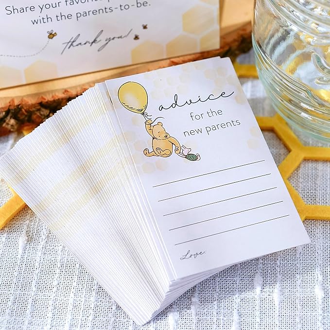 Kate Aspen Honey Bear Parenting Tip Jar For Baby Shower Game & Activity, Advice Cards & Bee Hive Shaped Jar with Lid, Nursery and Baby Shower Decoration
