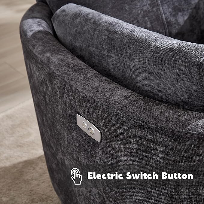 Recliner Swivel Glider Electric Rocking Chair with USB Port,Upholstered High Back Nursery Rocking Chair,Adult Power Recliner Chair with 2 Pillows for Living Room Bedroom(DRAK Grey, Power-Driven)