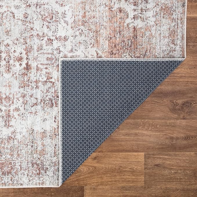Bloom Rugs Washable Non-Slip 12 ft Runner - Ivory/Blush Traditional Runner for Entryway, Hallway, Bathroom, and Kitchen - Exact Size: 2.5' x 12'