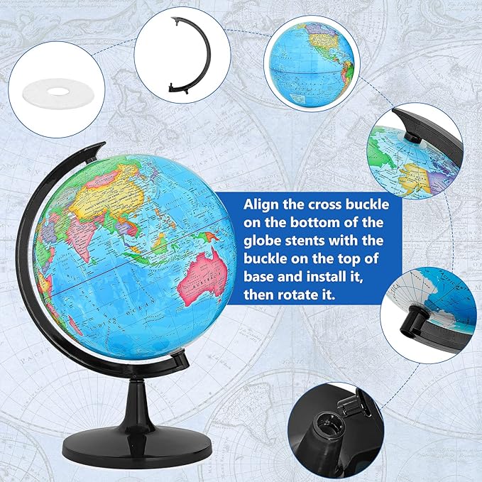 GOCHANGE Political Globe, 13in Educational Globes for Classroom, Educational Tool for Teachers, Parent, 360° Spinning Globe, Suitable for Age 8+ Children