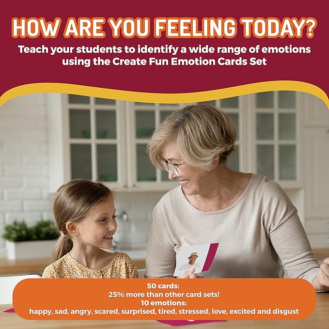50 Emotions Flash Cards Volume 1 - Feeling Photo Cards for Kids, Adults, Seniors, Homeschool, Speech Therapy, ABA, Dementia, Aphasia, Occupational Therapy, ESL and Autism Learning Material