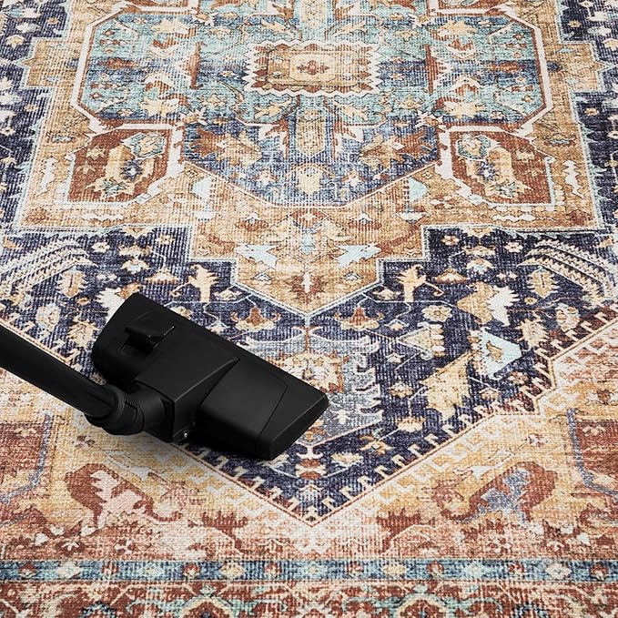 Keen Home Design 4x6 Rug - Machine Washable Area Rug with Non-Slip Backing, Ideal for Living Room, Dining Room, Bedroom - Vintage, Easy Clean, Durable, Low Pile Rug - (4' x 6')