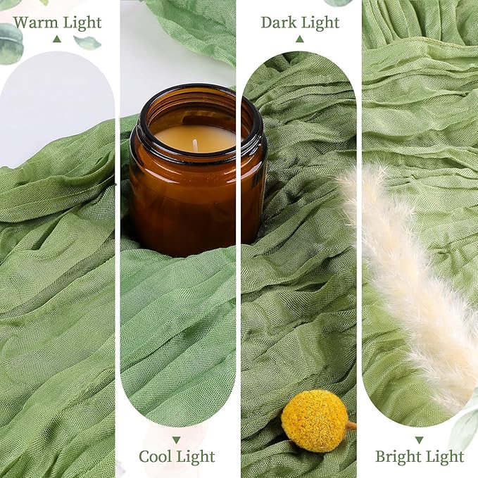 6 Pack Sage Green Cheesecloth Table Runner 10FT Long Boho Gauze Table Runner Rustic Sheer Runner for Wedding Bridal Baby Shower Birthday Party Table Decor Thanksgiving Christmas Decorations