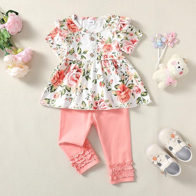 Baby Girl Clothes Toddler Girl Outfits Ruffle Shirt Pants Cute Infant Outfit Set Baby Girl Fall Winter Clothes
