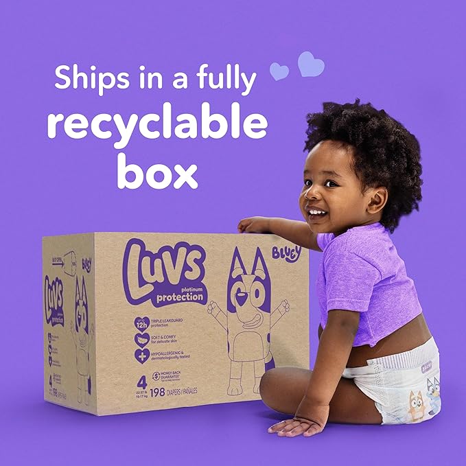 Luvs Size 1 Baby Diapers, Platinum Protection Bluey Diapers for Day & Night, Size 1, 294 Count (Packaging May Vary)
