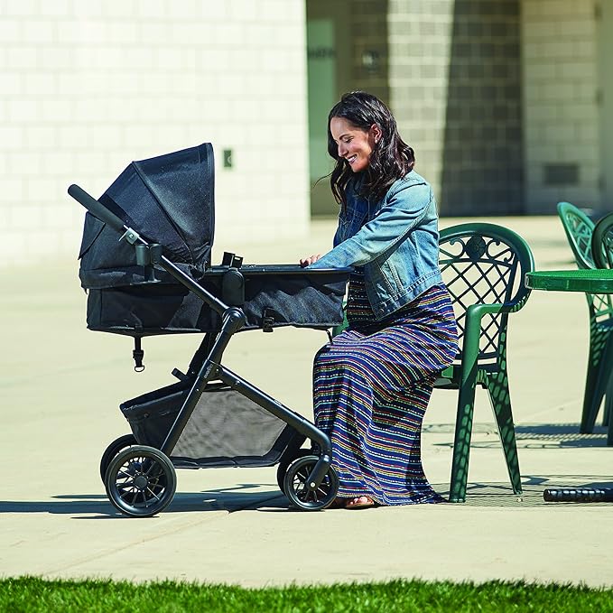 Evenflo Pivot Modular Travel System with SafeMax Rear-Facing Infant Car Seat (Dusty Rose Pink)