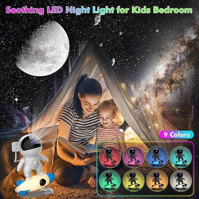 Star Projector, Astronaut Galaxy Projector for Bedroom, 12 in 1 HD Planetarium Projector with Timer & Rocket Night Lights, 360° Rotating Galaxy Star Night Light Projector for Kids Gifts