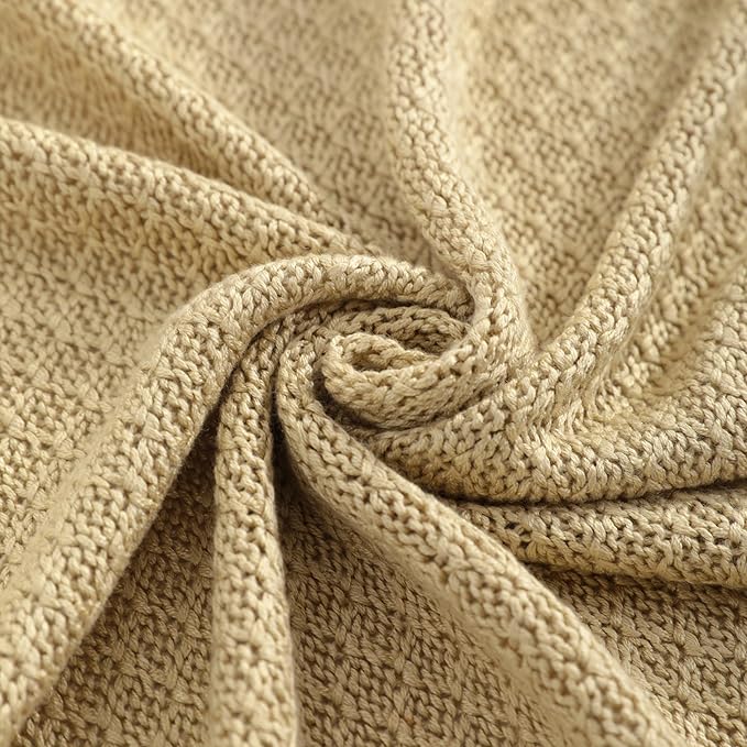 NTBAY Cable Knit Cooling Toddler Blanket, Soft and Breathable Baby Blanket 30x40 Inches Made from Rayon Derived from Bamboo for Crib, Stroller, Nursery, Khaki