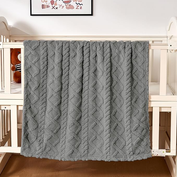 Sherpa Fleece Baby Blanket, Ultra Soft Fluffy Premium Baby Blankets for Boys Girls, Cozy Infant Toddler Newborn Receiving Blankets for Crib Stroller 30”×40” (Grey)