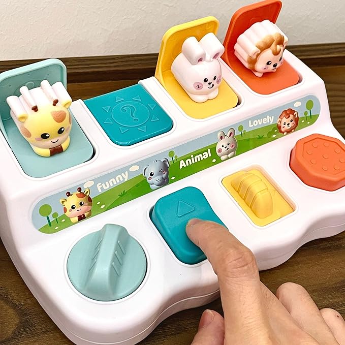 Cause-And-Effect Toy for toddlers 2-3 – Developmental Toy With Buttons & Colors – Color Sorting Animal Toys – For Kids, Toddlers, Babies – 18 Months + – Pop-Up toys, 6-12 months, 1-3 years baby.