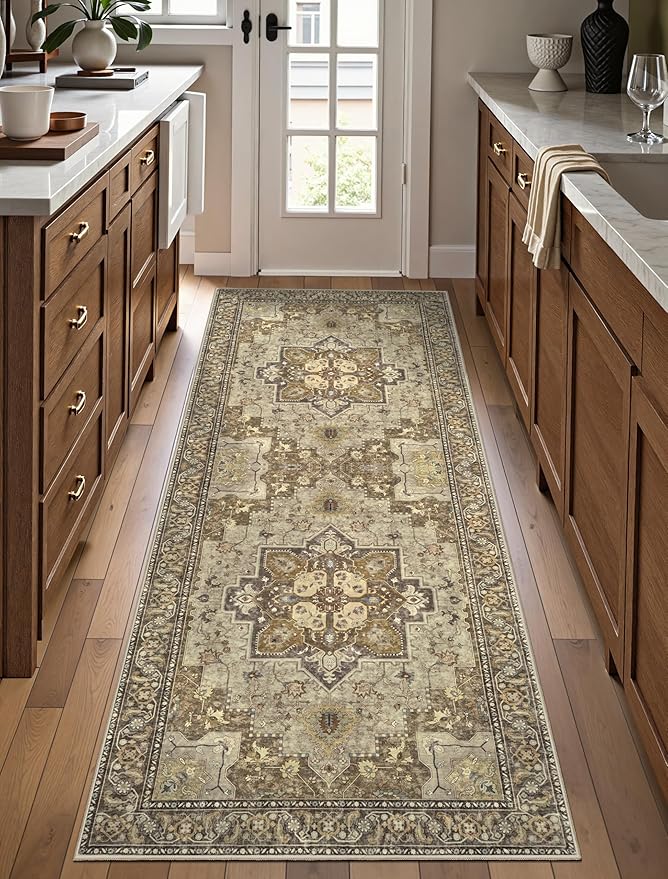 Ciicool Washable Runner Rug Non Slip, 2'x6' Hallway Rug Runners Vintage Kitchen Rugs Carpet Hallways for Bedroom Laundry Bathroom Decor