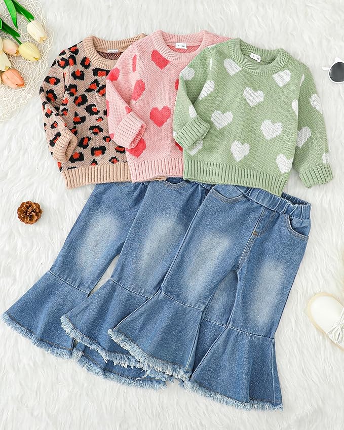 Mioglrie Toddler Girl Clothes Little Girl Denims Outfits Jeans Pants Set Little Baby Toddler Baby Clothes for Girl