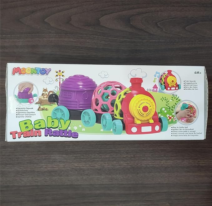 MOONTOY Toddler Train Toys for 1 Year Old Boy Birthday Gift Easter Basket Stuffers, Musical Push Go Baby Car Toys for Toddlers 1-3 0-2, Baby Boy Toys 6-12 Month, Infant Rattle 5 6 7 8 9 10 11 12 Month
