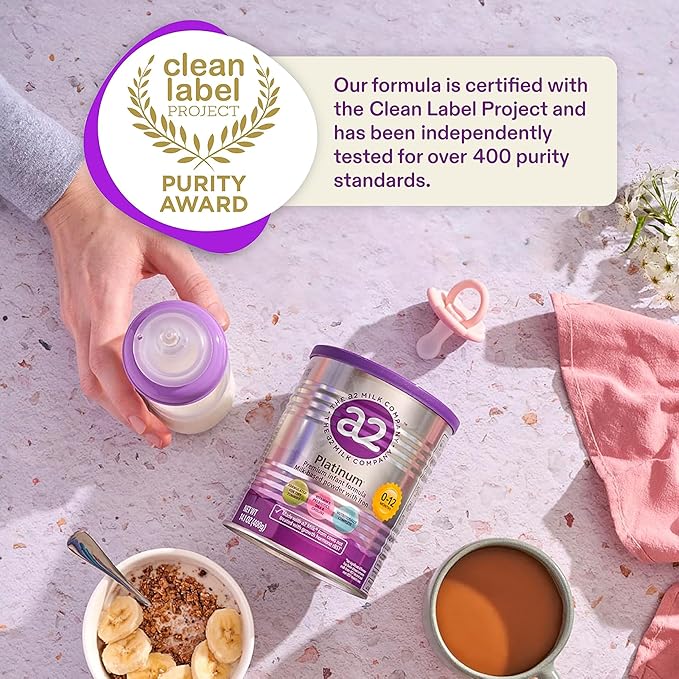 a2 Platinum® Premium Infant Formula for Babies Ages 0-12 Months, Whole Milk Powder-Based Formula with Iron, Nutritionally Complete, Made with Pure and Natural a2 Milk®, 31.7- oz Can, Pack of 6