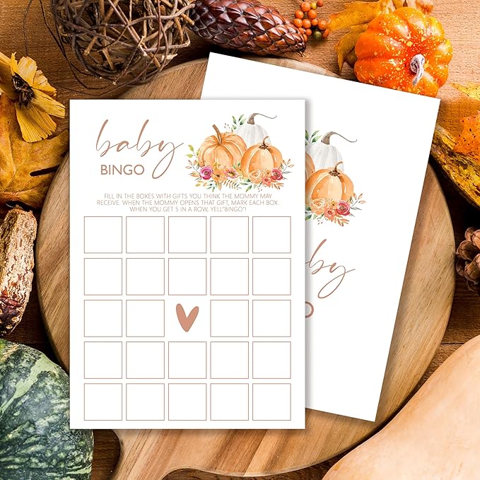 Baby Shower Games: Thanksgiving Bingo, Gender Reveal Party Decorations - 25 Sets