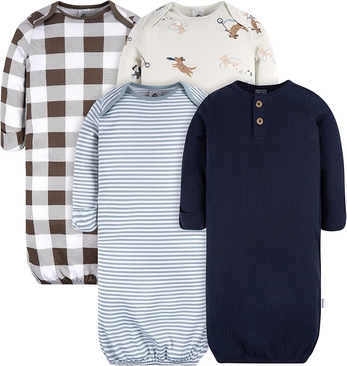 Gerber unisex-baby Baby Boy and Girls 4-pack Sleeper Gown