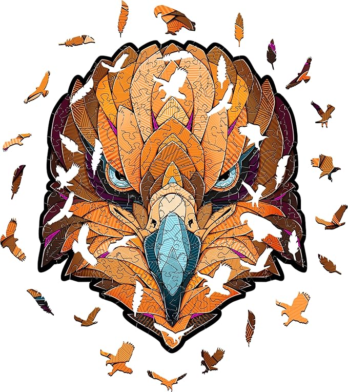 Eco-Wood-Art Wooden Puzzle - Eagle M | Majestic Bird Jigsaw Puzzle for Adults | 3D Eagle Decor | 210 Intricate Pieces | Eco-Friendly Home Decor Gift