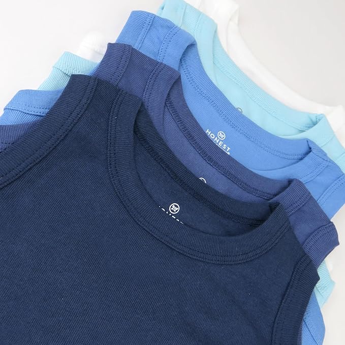 HonestBaby Sleeveless Muscle T-Shirts 100% Organic Cotton for Infant Baby and Toddler Boys, Girls
