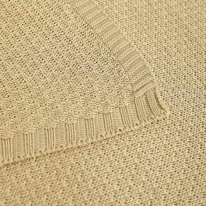 NTBAY Cable Knit Cooling Toddler Blanket, Soft and Breathable Baby Blanket 30x40 Inches Made from Rayon Derived from Bamboo for Crib, Stroller, Nursery, Khaki