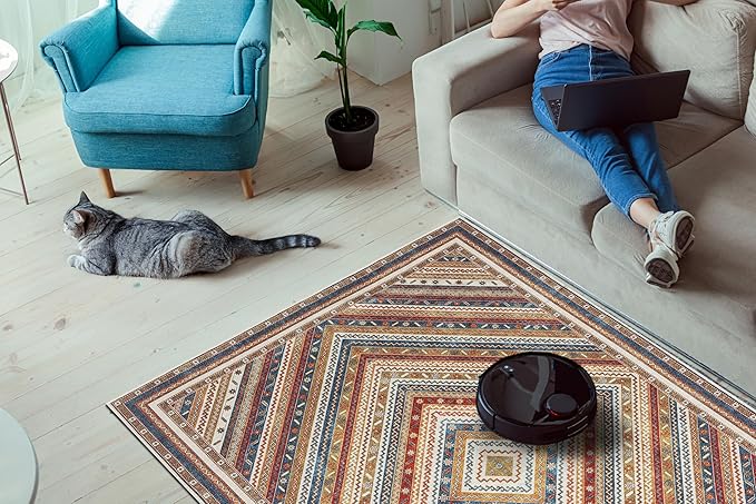 Keen Home Design 2x7 Rug - Machine Washable Runner Rug with Non-Slip Backing, Ideal for Hallway, Entryway, Kitchen, Laundry Room - Vintage, Easy Clean, Durable, Low Pile Rug - (2'6" x 7')