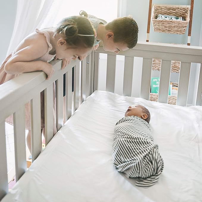 QuickZip Crib Sheet Set - Faster, Safer, Easier Baby Crib Sheets - Includes Blush Wraparound Base & 3 Zip-On Crib Sheets – Blush 100% Cotton - Fits All Standard Crib Mattresses