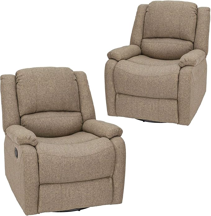RecPro Charles Collection | 30" Swivel Glider RV Recliner | RV Living Room (Slideout) Chair | RV Furniture | Glider Chair | Oatmeal or Fossil | Cloth (2 Pack, Oatmeal)