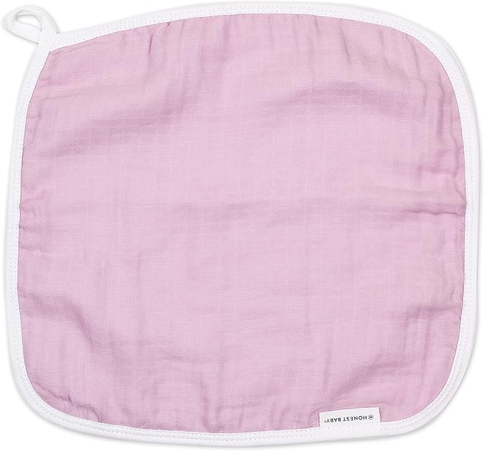 HonestBaby Organic Cotton Triple-Layer Woven Wash Cloths Multipack, Rainbow Stripe, One Size