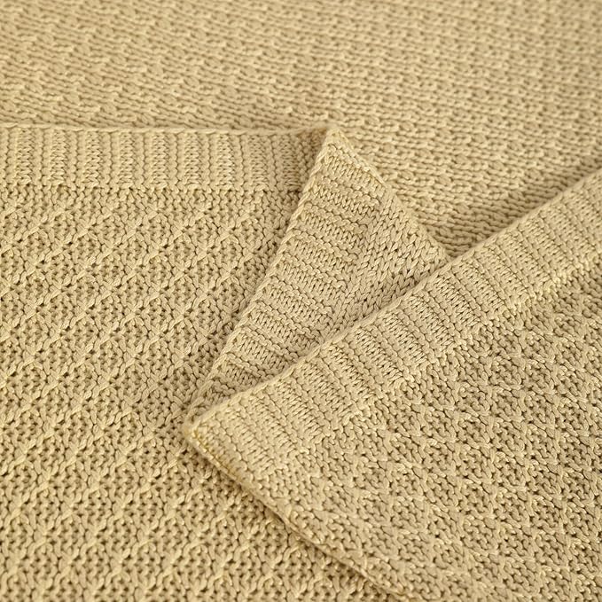 NTBAY Cable Knit Cooling Toddler Blanket, Soft and Breathable Baby Blanket 30x40 Inches Made from Rayon Derived from Bamboo for Crib, Stroller, Nursery, Khaki