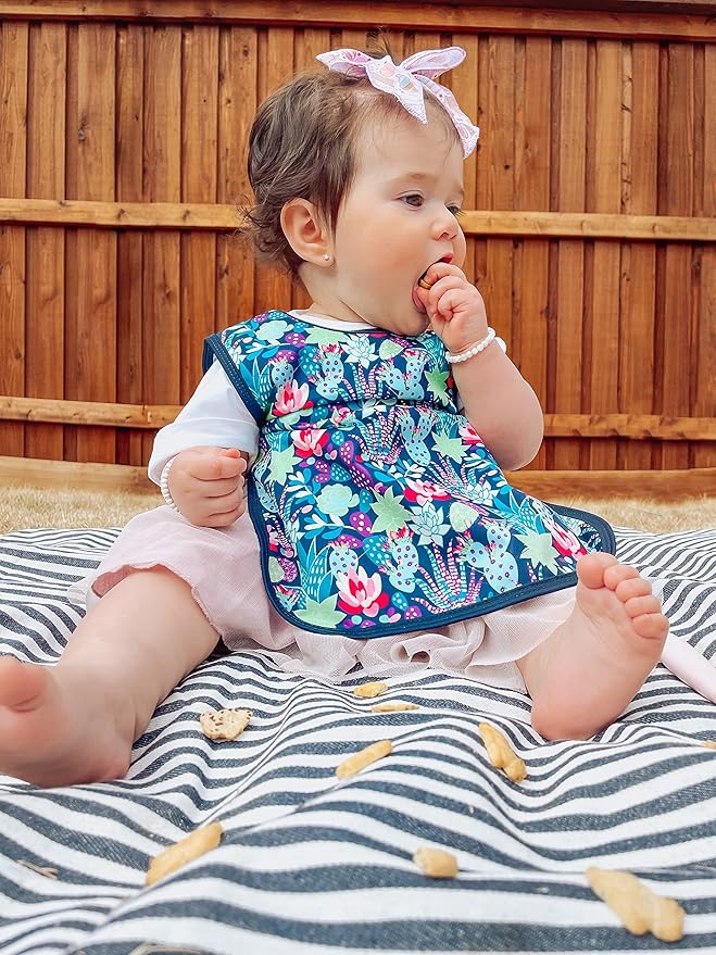 BapronBaby Desert Floral Bapron - No Neck Tie Safer Bib for Baby & Toddler - Soft Waterproof Stain Resistant - Machine Washable - Sz Preschool 3-5yrs
