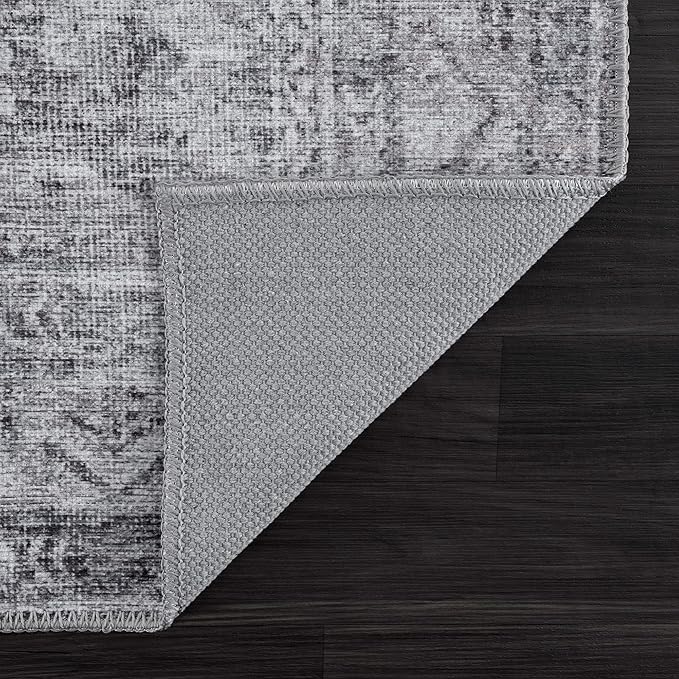 Bloom Rugs Washable 12 ft Runner - Ivory/Silver Gray Traditional Runner for Entryway, Hallway, Bathroom, and Kitchen - Exact Size: 2.5' x 12'