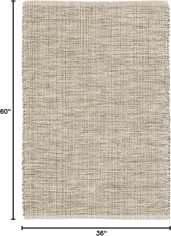 Dash and Albert Marled Cotton Area Rug - 3' x 5' Brown Solid Handwoven Accent Rug - Durable, Lightweight, High Traffic Areas Hallway, Bedroom, Living Room