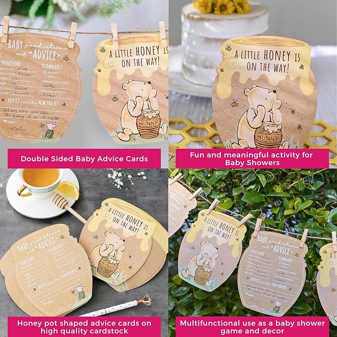 Kate Aspen Honey Bear Advice Cards For Baby Shower Game & Activity, Prediction Cards, Baby Shower Decorations, (Set of 50)
