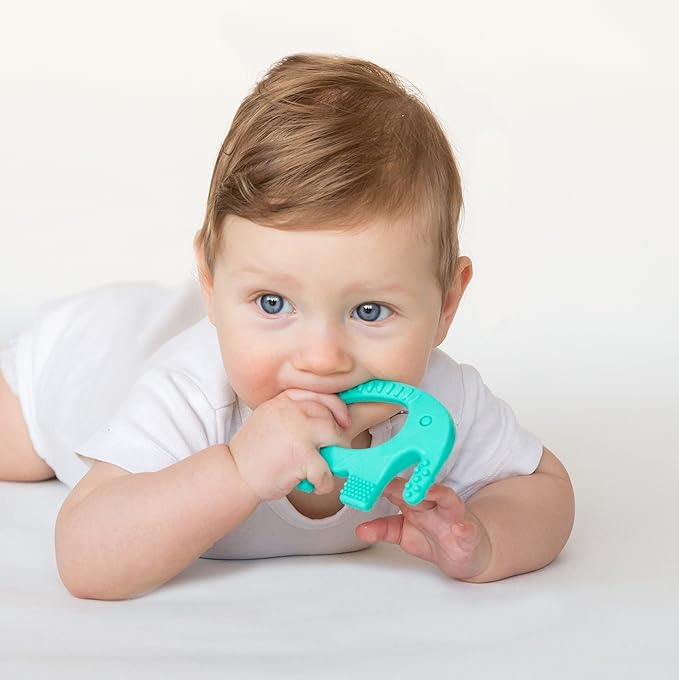 Teething Ring for Babies 0-6 Months - 5X Pain Relief Smart Teether - Zero Developmental Delay Silicone Teether - Cute Infant Chew Toy, Shower Gift