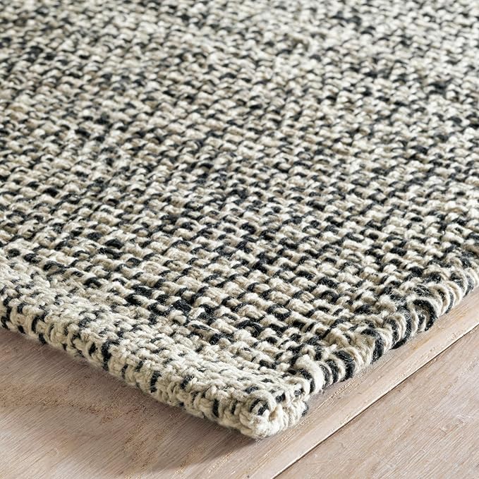 Dash and Albert Marled Cotton Area Rug - 2.5' x 8' Runner Black Solid Handwoven Accent Rug - Durable, Lightweight, High Traffic Areas Hallway, Stairs, Bedroom