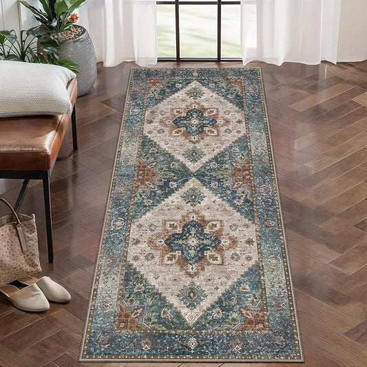 Ciicool Washable Runner Rug Non Slip, 2'x5' Hallway Rug Vintage Kitchen Rugs Carpet for Bedroom Laundry Bathroom Decor