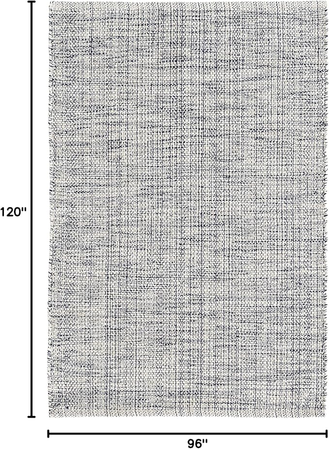 Dash & Albert Marled Indigo Handwoven Cotton 7.5 X 9.5 Feet, Blue Geometric Pattern