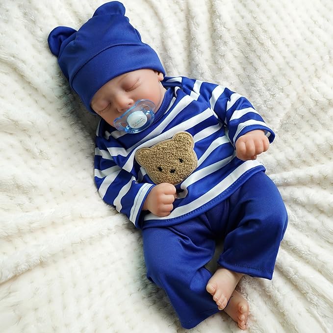 17" Lifelike Reborn Sleeping Baby Boy Doll Hardy, Realistic Newborn Baby Dolls, That Look Real for 3+ Year Old