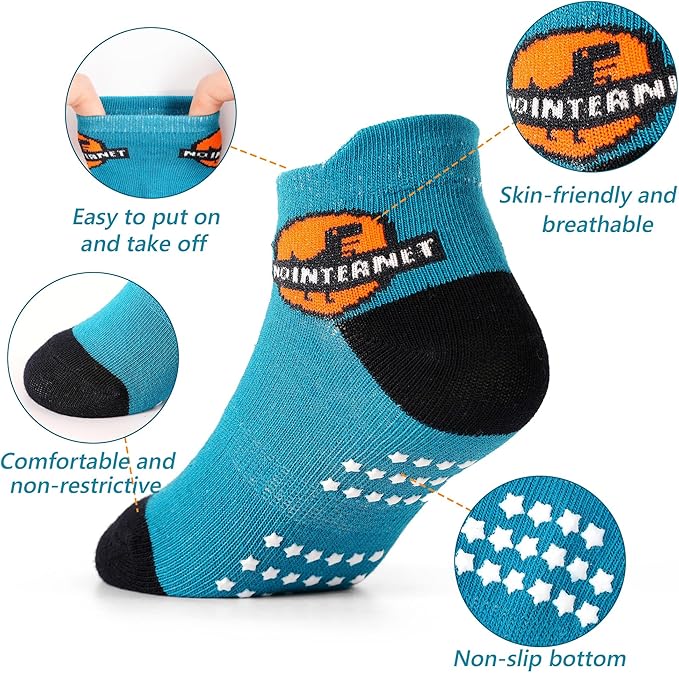 Tphon Toddler Baby Non Slip Ankle Socks with Grippers Kids Boys Girls Socks 12 Pairs for 0-7 Years Infant Children