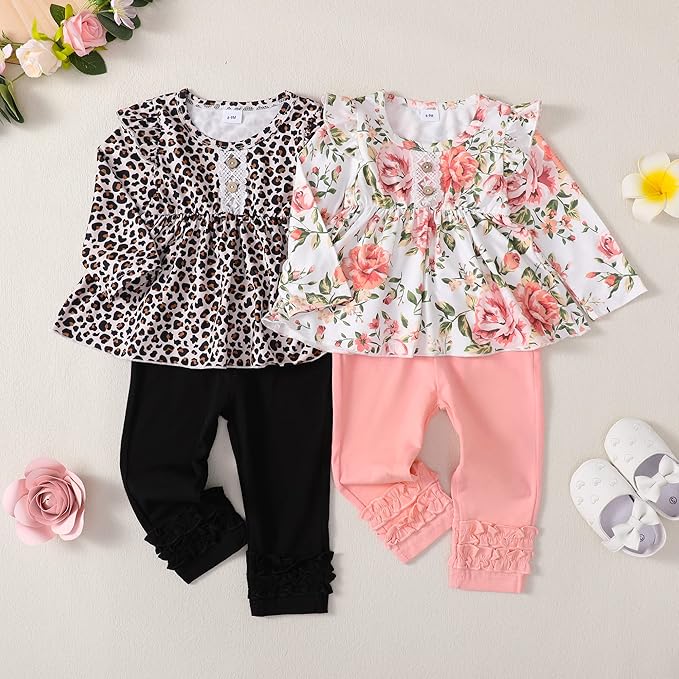 Baby Girl Clothes Toddler Girl Outfits Ruffle Shirt Pants Cute Infant Outfit Set Baby Girl Fall Winter Clothes