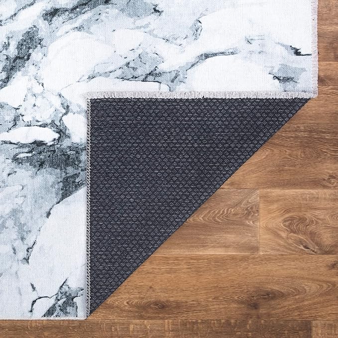 Bloom Rugs Caria Washable Non-Slip 6x9 Rug - Ivory/Dark Gray Modern Abstract Area Rug for Living Room, Bedroom, Dining Room, and Kitchen - Exact Size: 6' x 9'